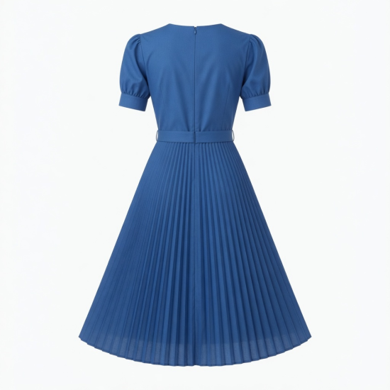 Blue Pleated Dress