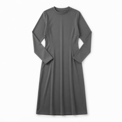 Grey Long Sleeve Fitted Dress