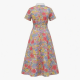 Multicolor Collared Short Sleeve Floral Maxi Dress