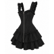 Black Ruffled Zip Striped Dress