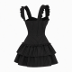 Black Ruffled Zip Striped Dress