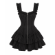Black Ruffled Zip Striped Dress