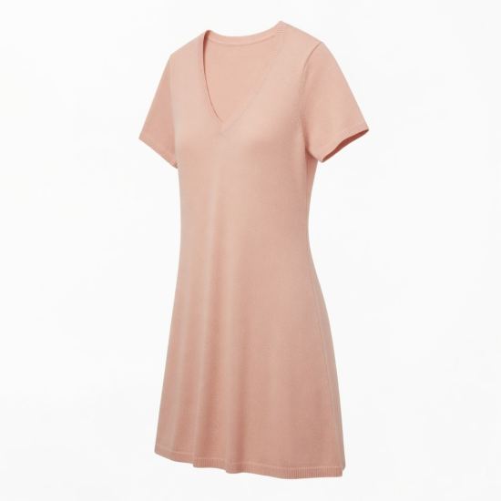 V-Neck Short Sleeve Knit Summer Dress