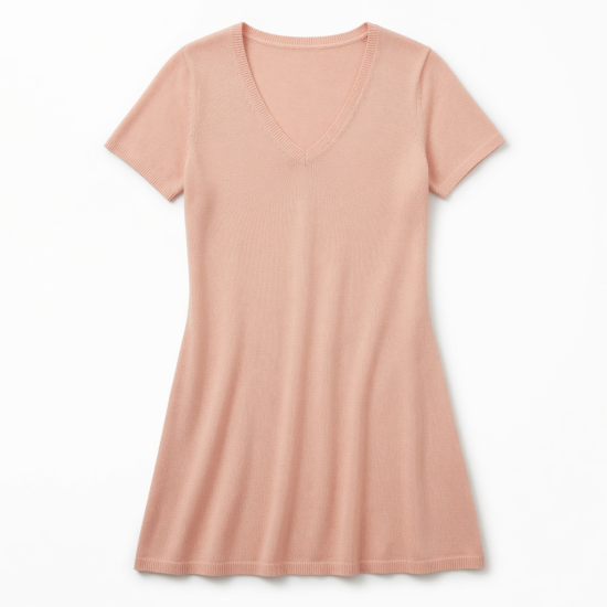 V-Neck Short Sleeve Knit Summer Dress