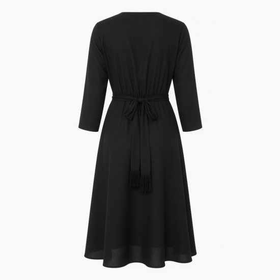 Black V-Neck Wrap Dress